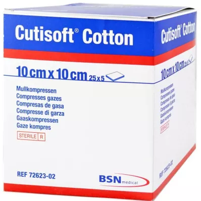CUTISOFT Coton comprimé 10x10 cm 8 plis, 25X5 pcs