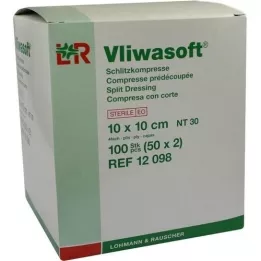 VLIWASOFT SLIT Compresse 10x10 cm stérile à 4 plats stériles, 50x2 pc