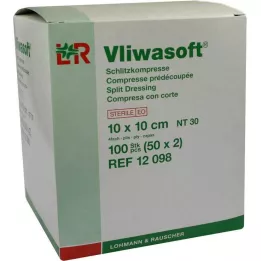 VLIWASOFT Compresses fendues 10x10 cm stériles 4 plis, 50X2 pcs