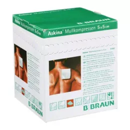ASKINA Compresses de gaze 5x5 cm stériles 8 plis, 25X2 pcs
