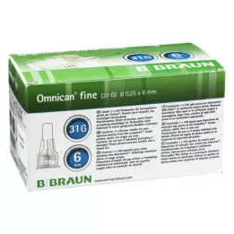 OMNICAN Canule fine pour stylo 31 G 0,25 x 6 mm, 100 pièces