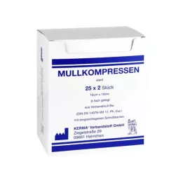 MULLKOMPRESSEN 10x10 cm stérile 8 fois BW, 25X2 pcs