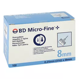 BD MICRO-FINE+ 8 aiguilles pour stylo 0,25 x 8 mm, 100 pièces