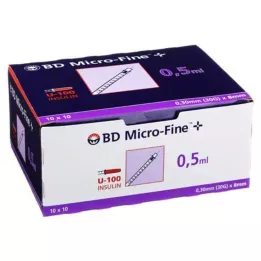 BD MICRO-FINE+ Seringue à insuline 0,5 ml U100 8 mm, 100X0,5 ml