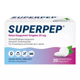 SUPERPEP Dragées de chewing-gum de voyage 20 mg, 20 pcs