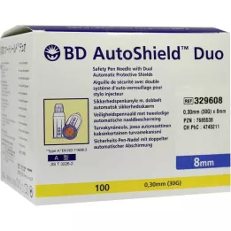 BD AUTOSHIELD Aiguilles de sécurité pour stylo Duo 8 mm, 100 pièces