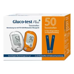 GLUCO TEST Bandelettes de test de glycémie Plus, 50 pièces