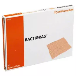 BACTIGRAS Gaze de paraffine antiseptique 10x10 cm, 10 pièces