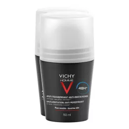 VICHY HOMME Déodorant roll-on peaux sensibles 48h DP, 2X50 ml