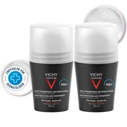 Vichy Homme Déodorant Roll-on pour peaux sensibles 48h Dp (2x50 ml)