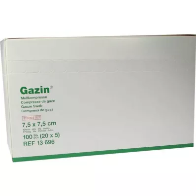 GAZIN Compresse de gaze 7,5 x 7,5 cm stérile 12 plis moyenne, 20 x 5 pièces GAZIN Compresse de gaze 7,5 x 7,5 cm stérile 12 plis moyenne, 20 x 5 pièces