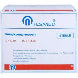 SAUGKOMPRESSEN stérile 10x10 cm, 25X1 pcs
