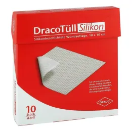 Dracotull Sil.10x10 cm Coussin de contrôle des plaies résistant au silicone, 10 pc