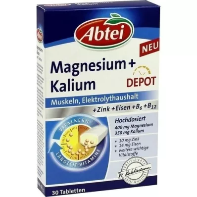 Abtei Magnésium + comprimés de dépôt de potassium, 30 pc Abtei Magnésium + comprimés de dépôt de potassium, 30 pc