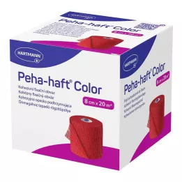 PEHA-HAFT Ruban de fixation couleur sans latex 8 cm x 20 m rouge, 1 pièce