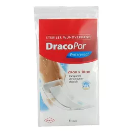 DRACOPOR Pansement imperméable 10x20 cm stérile, 5 pcs