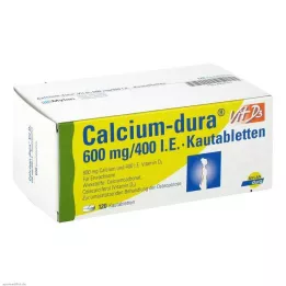 CALCIUM DURA Comprimés à croquer de vitamine D3 600 mg/400 UI, 120 pcs