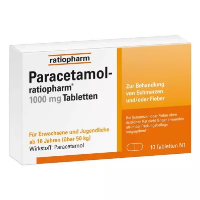 PARACETAMOL-ratiopharm 1 000 mg comprimés, 10 unités PARACETAMOL-ratiopharm 1 000 mg comprimés, 10 unités
