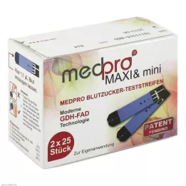 MEDPRO Maxi &amp; mini bandelettes de test de glycémie, 2X25 pcs