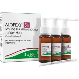 ALOPEXY Solution à 5% pour une utilisation sur la peau, 3x60 ml