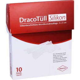 Dracotull Sil.5x5 cm contrôle des plaies résistant au silicone.Édition, 10 pièces