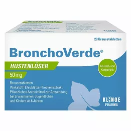 BRONCHOVERDE Expectorant contre la toux, comprimés effervescents de 50 mg, 20 unités