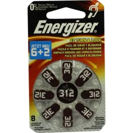 Pile pour aide auditive Energizer 312, 8 pc