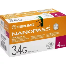 TERUMO NANOPASS Aiguille pour stylo 34 G 0,18 x 4 mm, 100 pièces