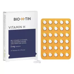 BIO-H-TIN Comprimés de vitamine H 5 mg pour 2 mois, 30 pcs