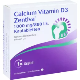 Calcium Vitamin D3 Zentiva 1000 mg / 880 IU Comprimés à croquer, 20 pc