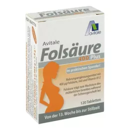 FOLSÄURE 400 Plus B12 + Comprimés diode, 120 pièces