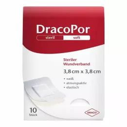 DRACOPOR Pansement pour plaies 3,8 x 3,8 cm stérile, 10 pièces