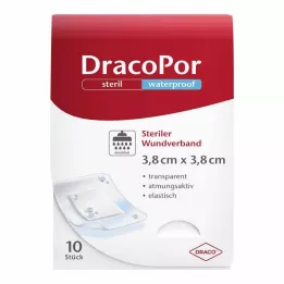 DRACOPOR Pansement imperméable pour plaies 3,8 x 3,8 cm stérile, 10 pièces