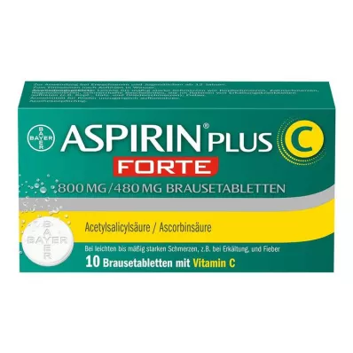 ASPIRIN plus C forte 800 mg/480 mg comprimés effervescents, 10 pcs ASPIRIN plus C forte 800 mg/480 mg comprimés effervescents, 10 pcs