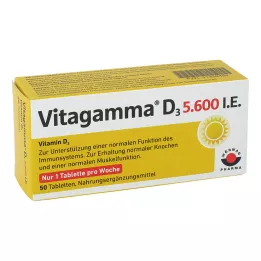 VITAGAMMA D3 5 600 UI Vitamine D3 NEM Comprimés, 50 pcs
