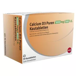 CALCIUM D3 Puren 1000 mg/880 I.E. comprimés à croquer, 90 pcs