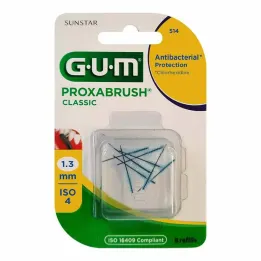 GUM Brosses de rechange Proxabrush Classic 1,3 mm, 8 pièces
