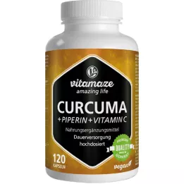 CURCUMA+PIPERIN+ Capsules végétaliennes de vitamine C, 120 pc