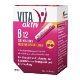 VITA AKTIV Bâtonnets directs de vitamine B12 avec éléments constitutifs protéiques, 20 pièces