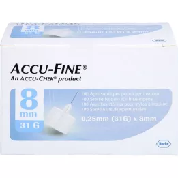ACCU FINE AIGINES STÉRILES F.inulinpen 8 mm 31 g, 100 pc
