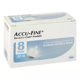 ACCU FINE Aiguilles stériles pour stylos à insuline 8 mm 31 G, 100 pcs