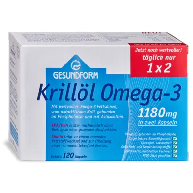 GESUNDFORM Huile de krill 1180 mg, capsules Antarctica, 120 capsules