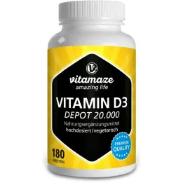 VITAMIN D3 20 000 UI Depot comprimés à haute dose, 180 pcs