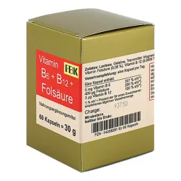 Capsules de vitamine B6 + B12 + acide folique, 60 unités