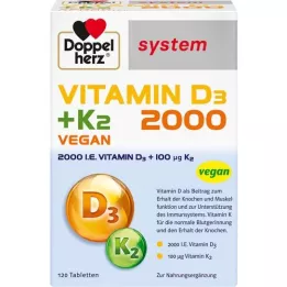 DOPPELHERZ Comprimés du système de vitamine D3 2000 + K2, 120 pc