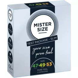 MISTER Pack dessai de taille 47-49-53 préservatifs, 3 pc