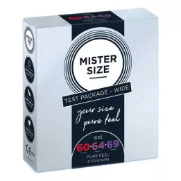 MISTER Pack dessai de tailles 60-64-69 Préservatifs, 3 pièces