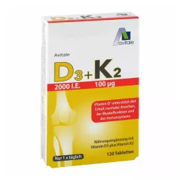 Vitamine D3+K2 2000 UI, 120 pcs