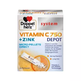 DOPPELHERZ Granulés de vitamine C 750 Depot System, 20 pièces