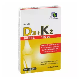 Vitamine D3+K2 2000 UI, 60 pcs